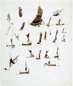 Thames houseboats studies, circa 1890 by William Lionel Wyllie