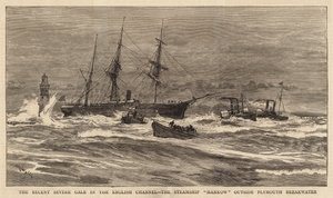 The Recent Severe Gale in the English Channel, the Steamship Hankow Outside Plymouth Breakwater by William Lionel Wyllie
