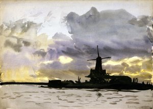 The windmill in Zaandam, north of Amsterdam by William Lionel Wyllie