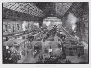 Cannon Street Station, Night by William Luker