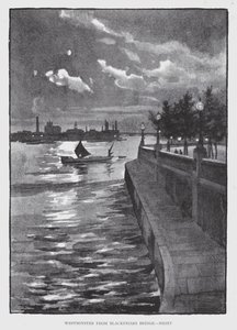 Westminster from Blackfriars Bridge, Night by William Luker