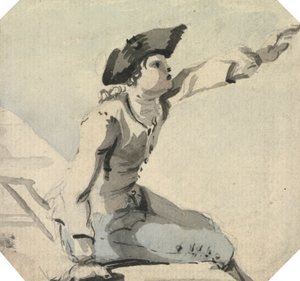 Man Seated on a Parapet Waving his Left Arm by William Marlow