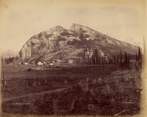 Twin Peaks and C.P.R. Hotel, Banff by William McFarlane Notman
