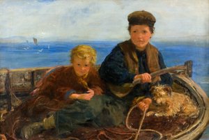Two Boys and a Dog in a Boat by William McTaggart