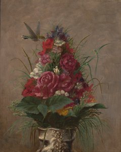 Floral Still Life with Hummingbird by William Merritt Chase