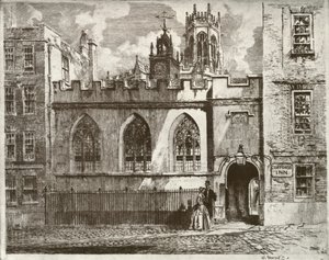 Cliffords Inn Hall and Clock Turret, with the Lantern Tower of St. Clement Danes Beyond, 1934 by William Monk