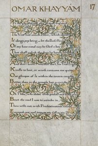 The Rubaiyat of Omar Khayyam; Verses 55 - 57. Calligraphically Written and Decorated by William Morris, with Borders of Foliage and Flowers by William Morris