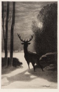 Stag in the Moonlight by William Morris Hunt