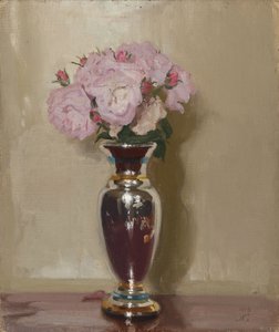 Pink Roses in a Silver Lustre Vase by William Nicholson
