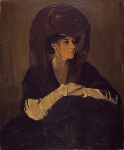 The Brown Veil Portrait Of Mrs Harrington Mann by William Nicholson