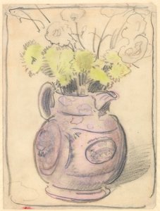Vase of Flowers: Yellow Chrysanthemums in a Lustre Jug