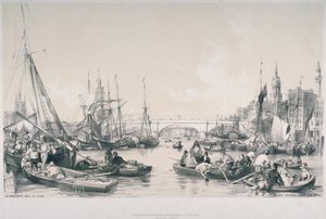 View of the New London Bridge from the Pool of the River Thames by William Parrott