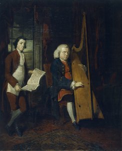 John Parry the Blind Harpist with an Assistant