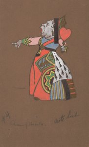 Queen of Hearts costume design for Alice-in-Wonderland by William Penhallow Henderson