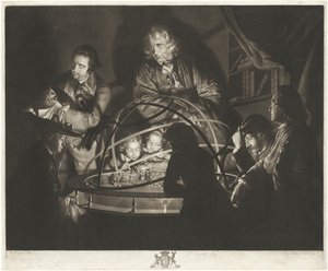 A Philosopher Giving a Lecture on the Orrery by William Pether after Joseph Wright