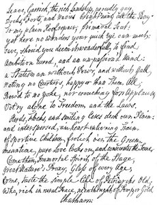 Poem by Lord Chatham to David Garrick, 18th Century by William Pitt