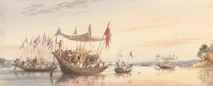 Water Procession of the Image of Doorga Before Her Immersion at Sunset