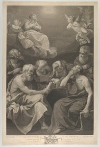 The doctors of the church consulting books and documents and contemplating the Virgin, 1785