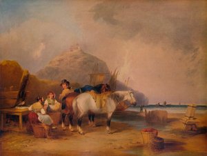 Coast Scene, with Figures and Horses by William Shayer