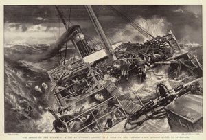 The Perils of the Atlantic, a Cattle Steamer Caught in a Gale on Her Passage from Buenos Ayres to Liverpool