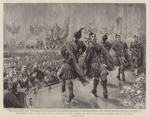 The banquet in the Music Hall at Edinburgh to the officers and men of the German warships lying in the Forth by William Small