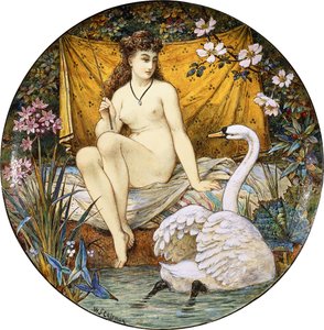 A Minton Earthenware Large Tazza, Depicting Leda and the Swan