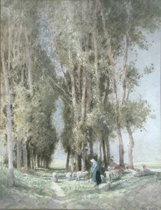 A Shepherdess and her Flock, Holland by William Tatton Winter