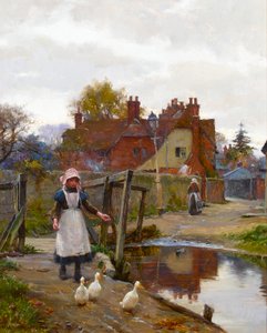 Driving Home the Ducks by the Old Bridge, Abingdon