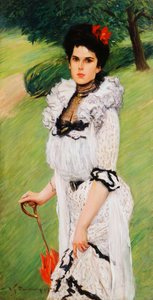The White Dress - Portrait of a Young Woman in a Park, 1903 by William Thomas Smedley