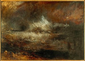 Stormy Sea with Blazing Wreck by Joseph Mallord William Turner