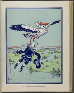 The Stork carried him up into the air, illustration from "The Wonderful Wizard of Oz" by William Wallace Denslow