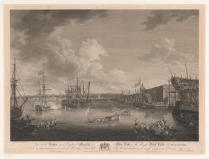 View of the Royal Dockyard at Deptford by William Woollett