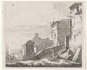 View of a Village by a Harbor by William Young Ottley (possibly)