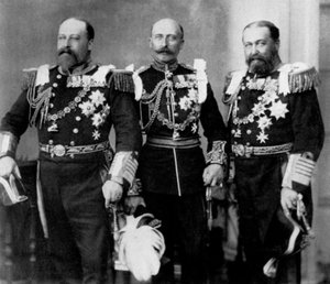 The Prince of Wales and his brothers at the wedding of the Duke of York, 6th July 1893 by William and Daniel Downey