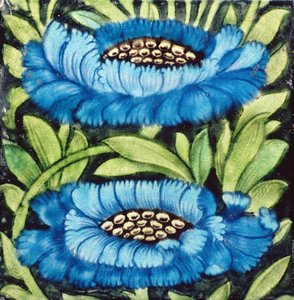 Tile with floral design by William de Morgan