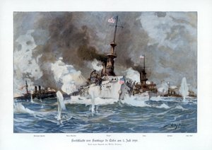 Battle of Santiago de Cuba, 3 July 1898-1900 by Willy Stöwer