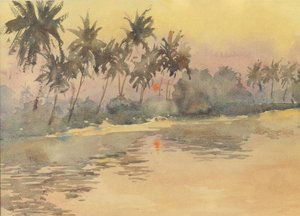 Sunrise, mist rising