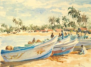 Fishing boats, beached