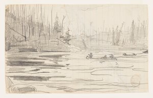 Canoes on a Lake by Winslow Homer