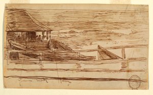 House at a Railing with Beached Dories, Cullercoats, England, 1881
