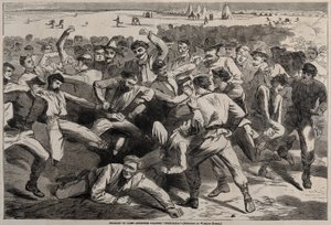 Holiday in Camp - Soldiers Playing Football by Winslow Homer