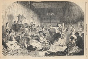 Husking the Corn in New England, from Harper by Winslow Homer
