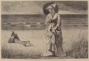 On the Beach - Two are Company, Three are None, published 1872 by Winslow Homer