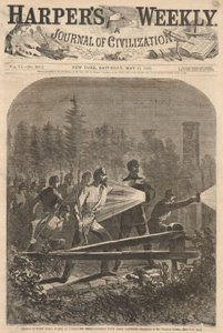 Rebels Outside Their Works at Yorktown Reconnoitering with Dark Lanterns, from Harper