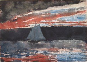 Schooner at Sunset by Winslow Homer