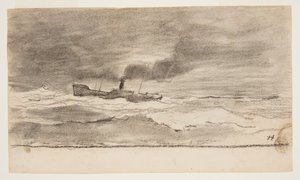 Seascape with Fishing Trawler, Cullercoats, England by Winslow Homer