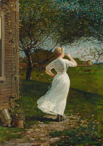 The Dinner Horn Blowing the Horn at Seaside by Winslow Homer