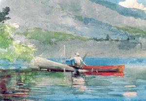 The Red Canoe by Winslow Homer