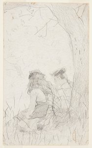 Two Girls Seated on a Bank