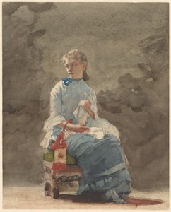 Woman Sewing by Winslow Homer